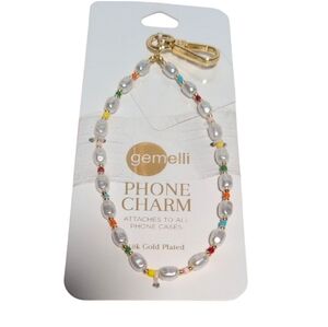 Gemelli Multicolor Beaded Gold Plated Phone Charm
